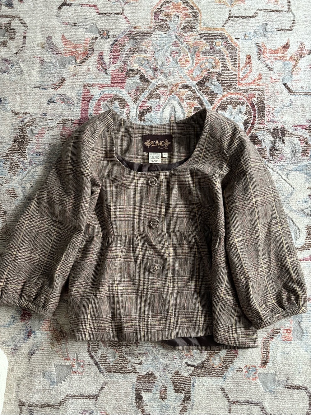 Live a Little Brown Plaid Peplum Jacket